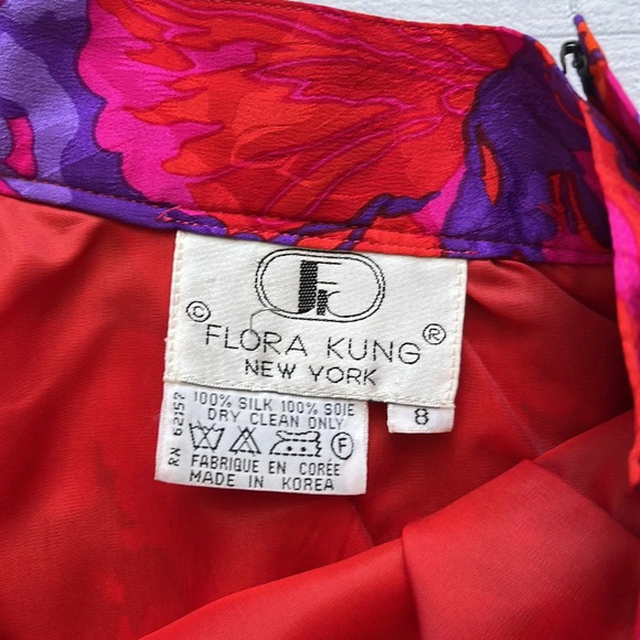 Vintage 100% Silk Bright Floral Print Skirt Size 8 - Picture 5 of 5